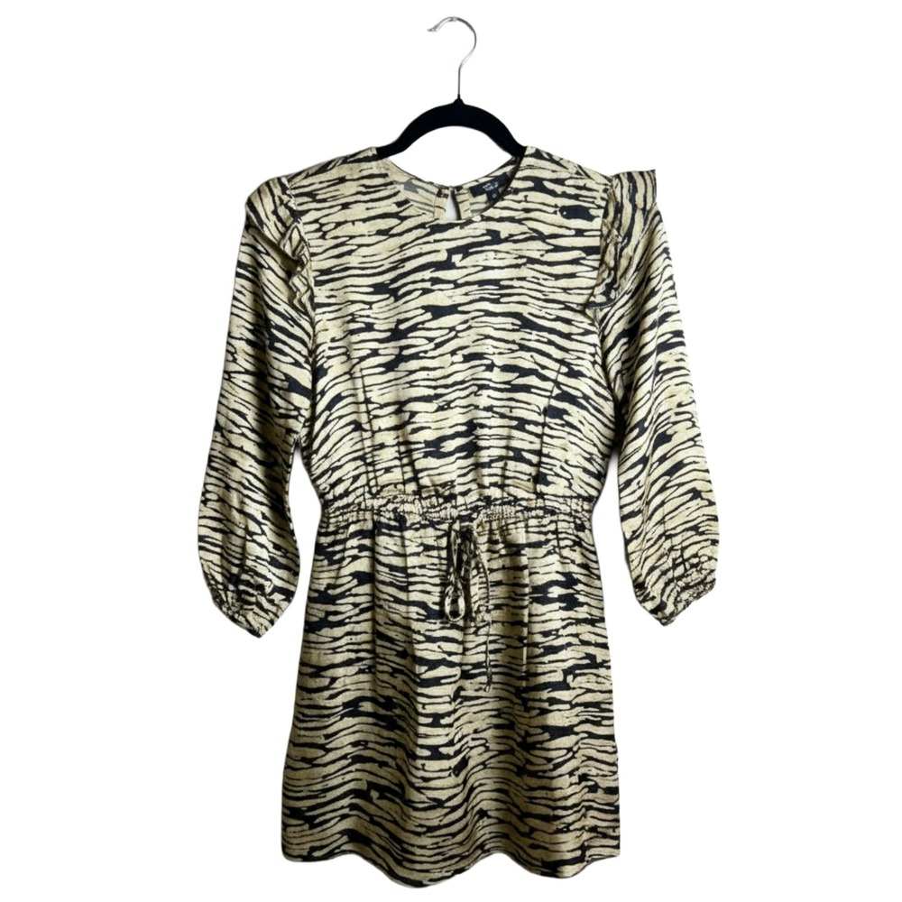 Rails 'Ora Canyon' Gold Zebra Print Ruffled Mini Dress Size XS NWT
